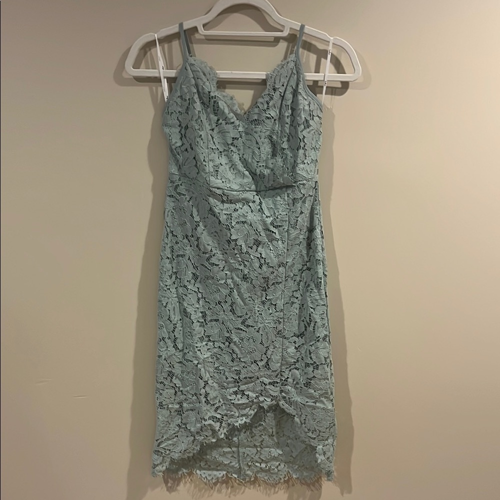 Lulu's Green High Low Slip Dress with Spaghetti Straps